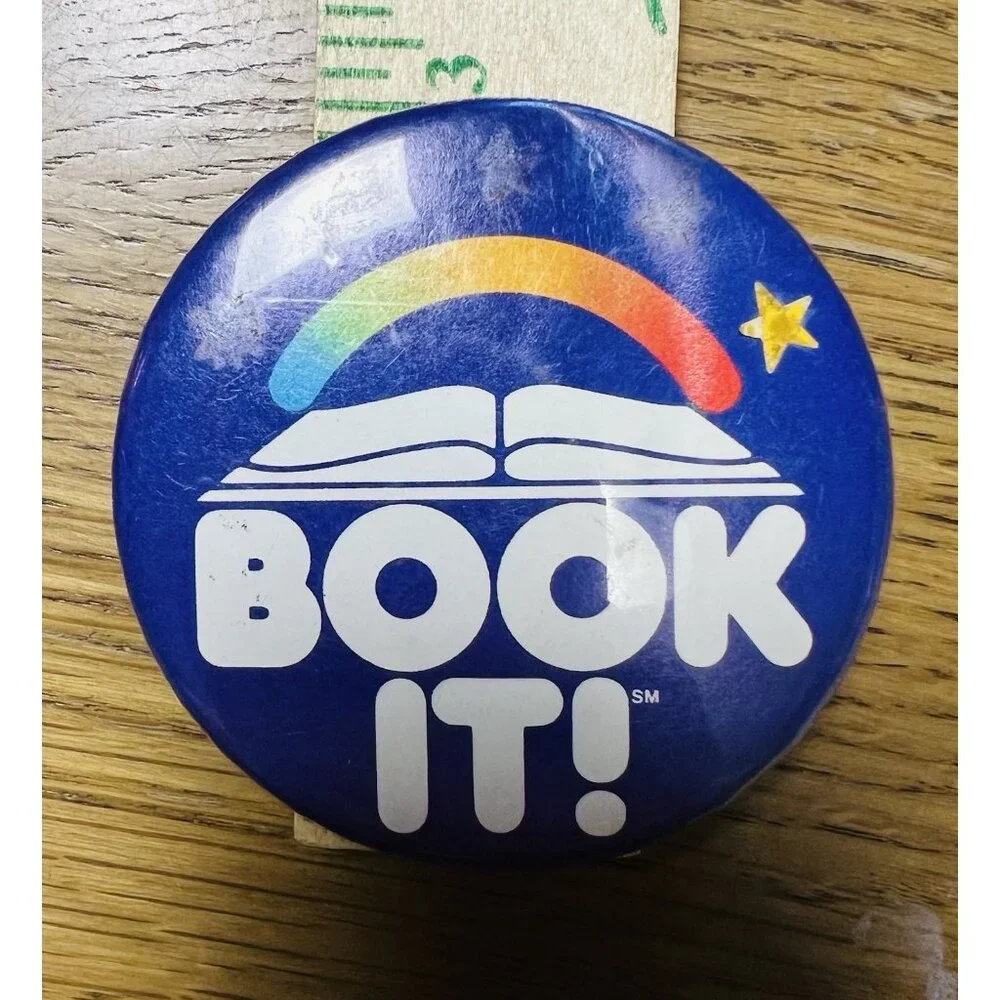 Book‎ It! Pinback Button Pin Pizza Hut 1980’s Vintage 3